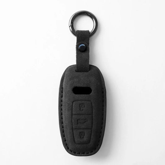 Suede keycover - Sleutelhoesje  voor Audi A1 / A3 / / A4 / A5 / A6 / A7 / A8 / Q3 / Q5 / Q7 / Q8/ S5 / S6 - Zwart - Sleutel Hoesje Cover - sleutelcover - Auto Accessoires - detail-shop