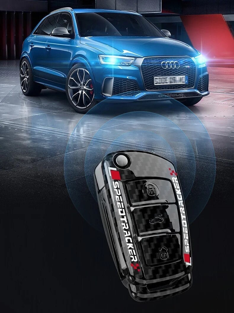 key cover carbon voor Audi sleutels- Audi A1 A3 A4 A5 A6 A7 Q3 Q5 Q7 S3 S4 S6 RS3 TT - zwart beschermhoesje - sleutelhoesje racing hoesje - detail-shop