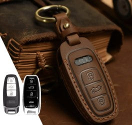 EXCLUSIEF ledere handgemaakte keycover hoesje voor Audi A6 A7 A8 Q7 Q8 3-knops autosleutel Keyless / keycover / leer / autosleutel - detail-shop